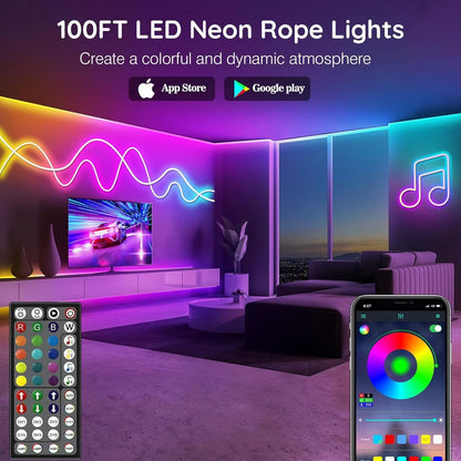 Mexllex Waterproof RGB Neon Light Strip 20M30M With App  Remote Music Sync LED Lights For Bedroom O 3