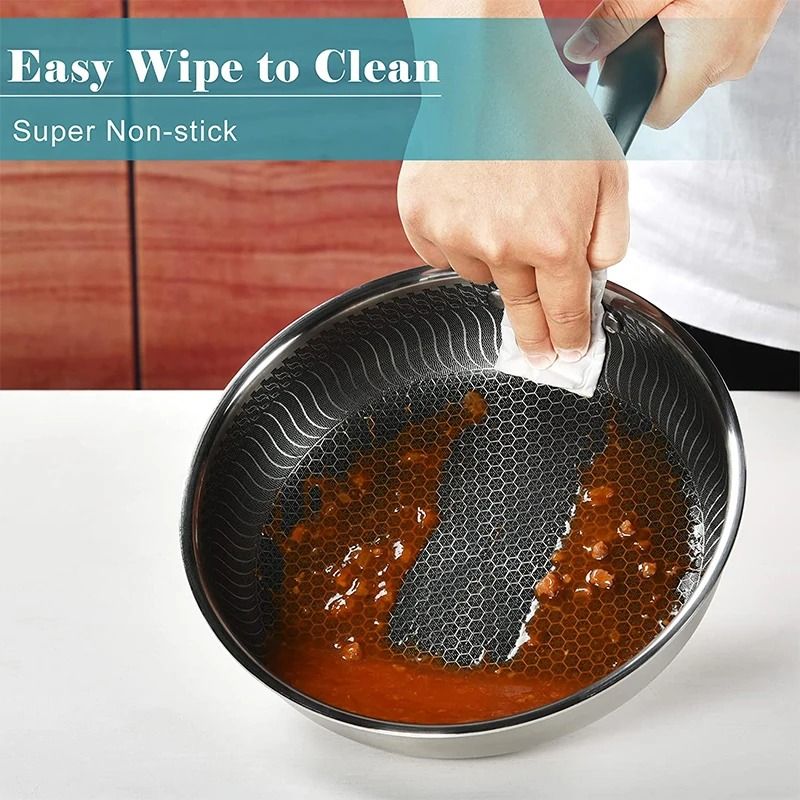 Stainless Steel Nonstick Honeycomb Frying Pan With Induction Cooktop Compatibility 5