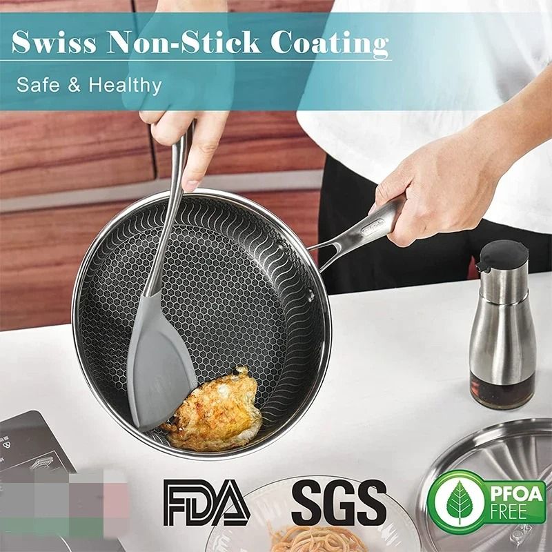 Stainless Steel Nonstick Honeycomb Frying Pan With Induction Cooktop Compatibility 6