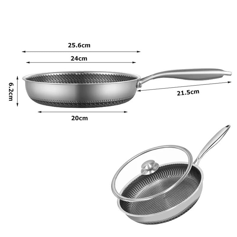 Stainless Steel Nonstick Honeycomb Frying Pan With Induction Cooktop Compatibility 8