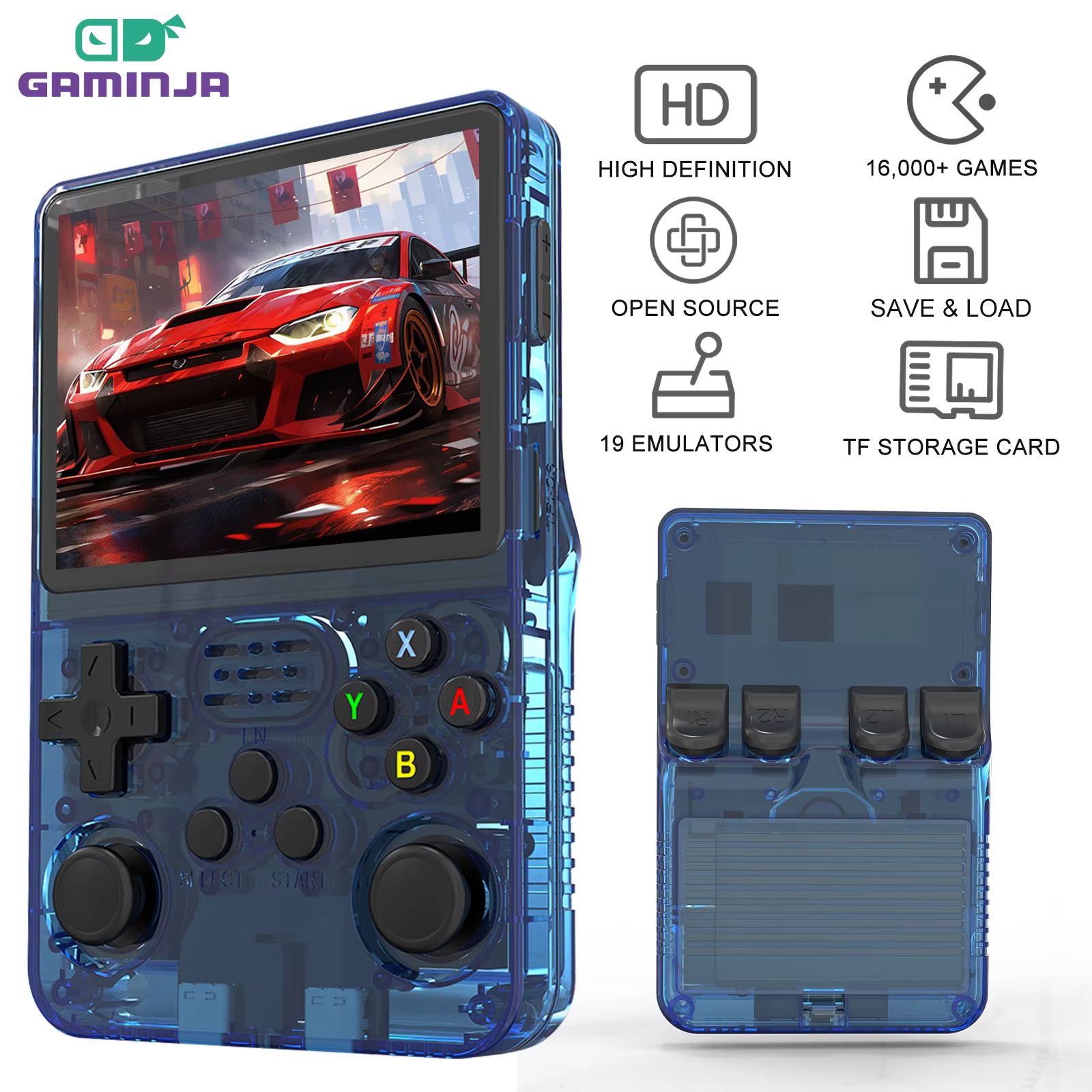 R36S Handheld Game Console with 3.5" IPS Screen, 16,000 Games, WiFi Multiplayer, Retro PS1/PSP/DC Support