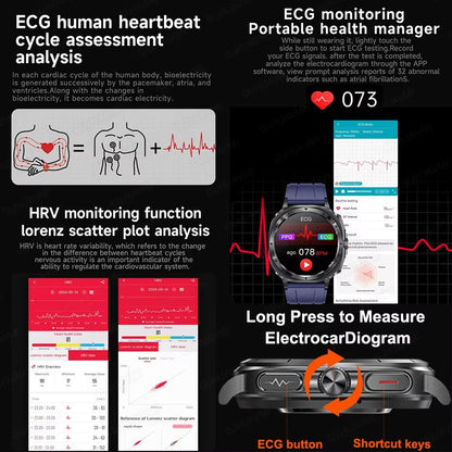 2025 Smart Health Watch For Men And Women  ECG  PPG Uric Acid Monitor Blood Pressure Blood Oxygen   2
