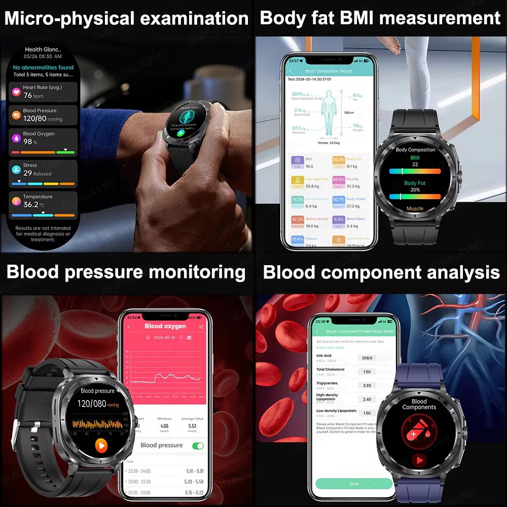 2025 Smart Health Watch For Men And Women  ECG  PPG Uric Acid Monitor Blood Pressure Blood Oxygen   3