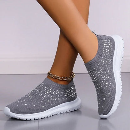 Shining Crystal Flats Mesh Sneakers For Women 1