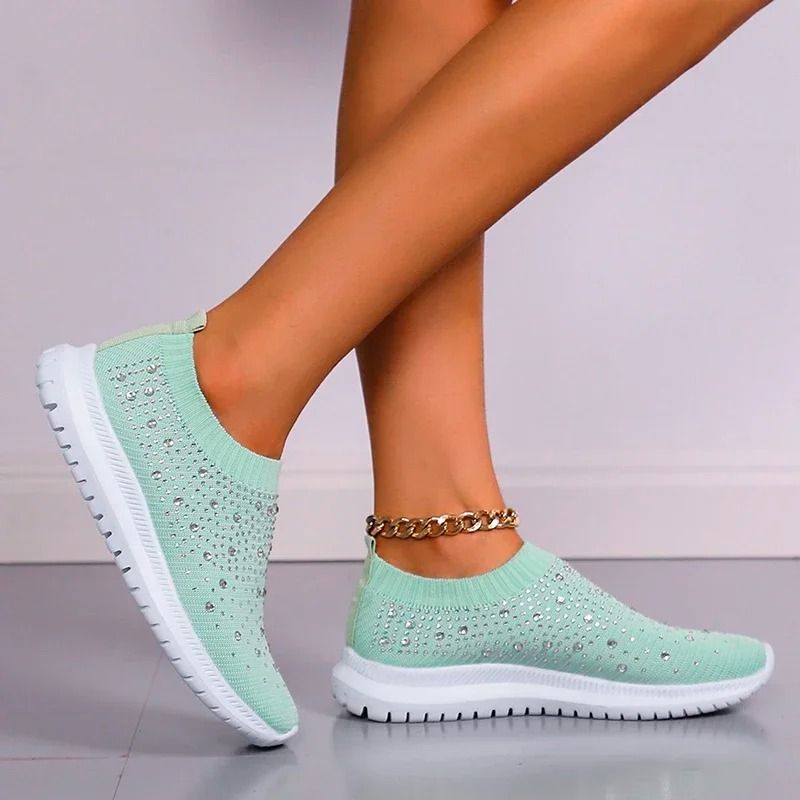 Shining Crystal Flats Mesh Sneakers For Women 3