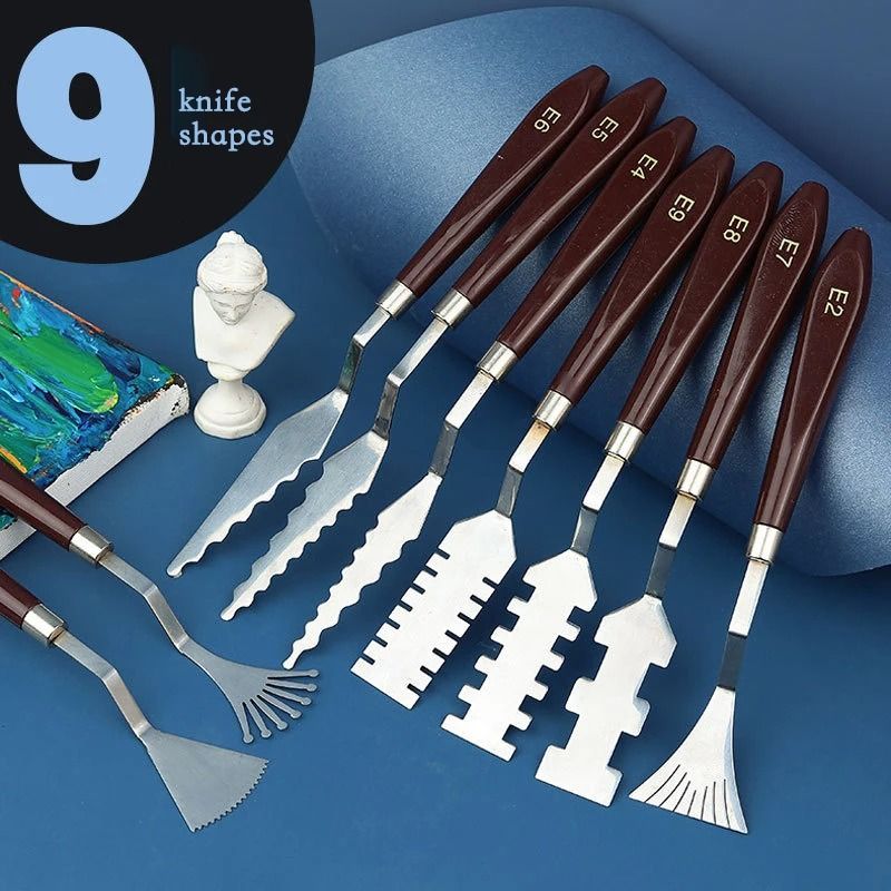 9 Piece Flower Art Scraper Palette Knife Set