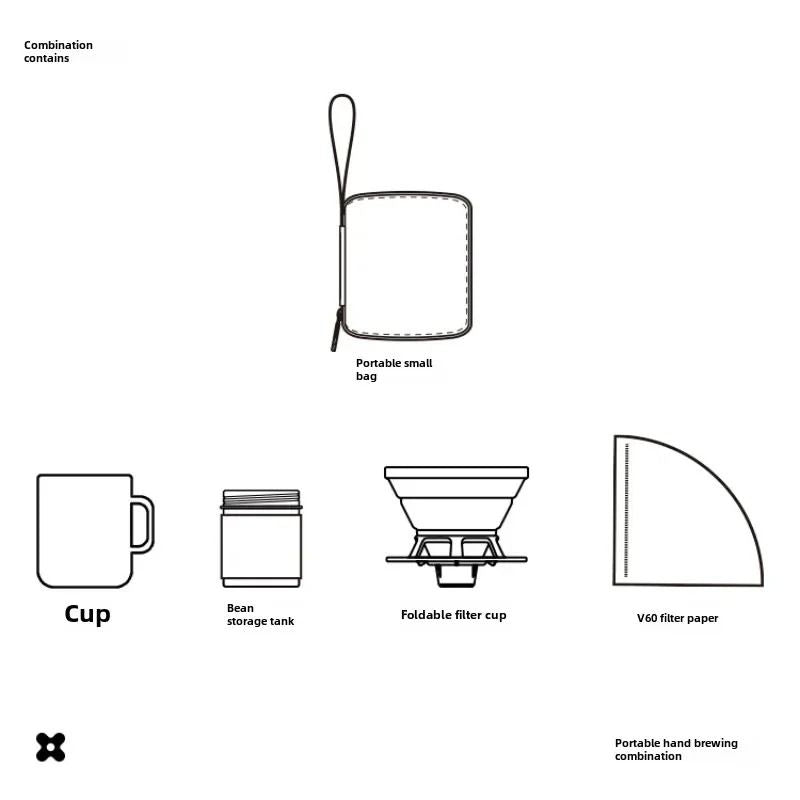 Travelling Hand Brewed Coffee Set Outdoor Camping Portable Silicone Filter Mug 5