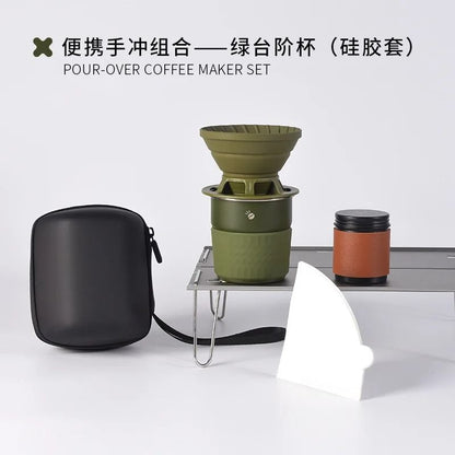 Travelling Hand Brewed Coffee Set Outdoor Camping Portable Silicone Filter Mug 12