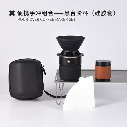 Travelling Hand Brewed Coffee Set Outdoor Camping Portable Silicone Filter Mug 8