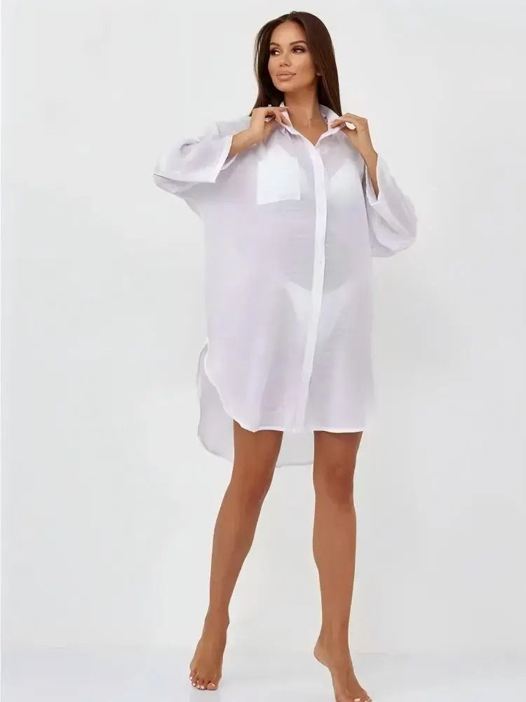 Solid Color Beach CoverUp Jacket For Sun Protection 6