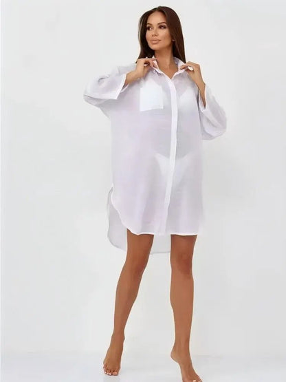 Solid Color Beach CoverUp Jacket For Sun Protection 6
