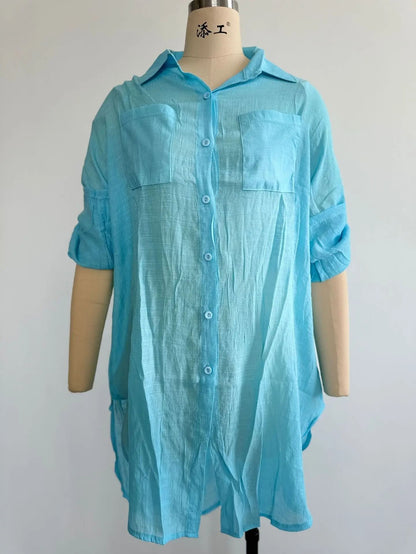 Solid Color Beach CoverUp Jacket For Sun Protection 8