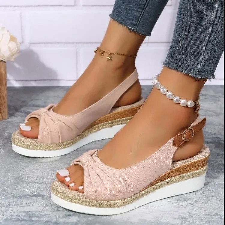 Womens Buckle Peep Toe Wedge Sandals For Casual And Occasion Wear 4