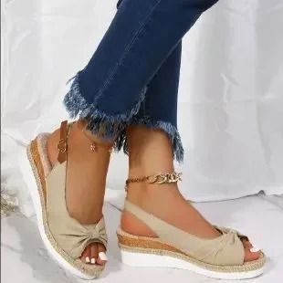Womens Buckle Peep Toe Wedge Sandals For Casual And Occasion Wear 7