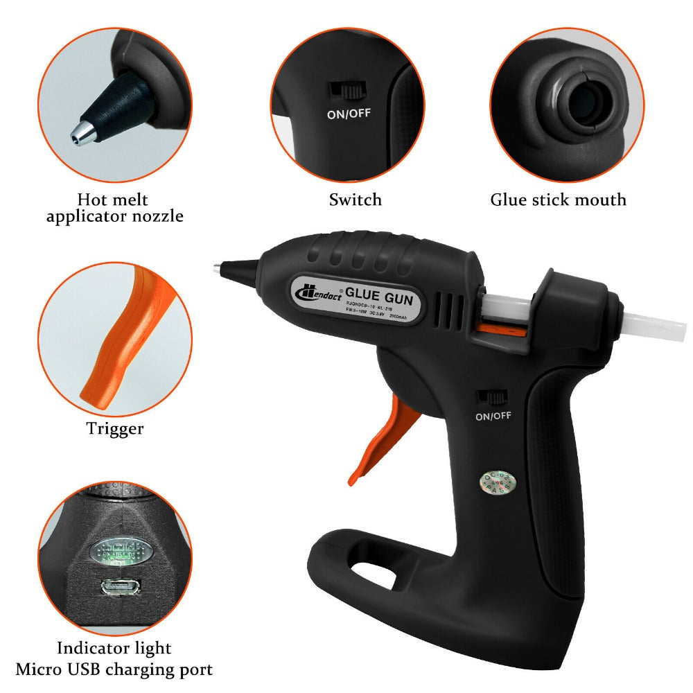 Cordless Hot Melt Glue Gun for DIY Crafts, Small Household Glue Gun with 30 Mini Clear Sticks, Arts Craft Repair Tool