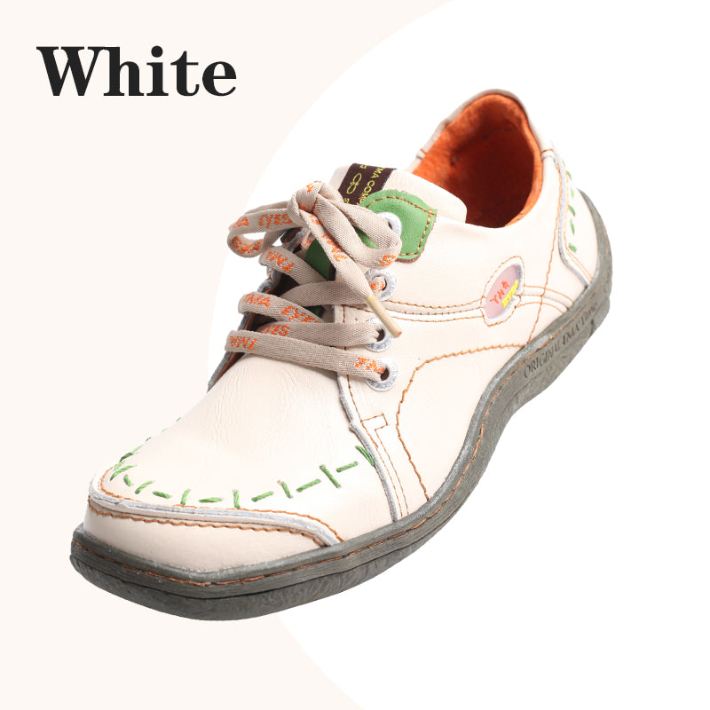 TMA EYES Womens Leather Sneakers, Hand-Stitched Lightweight Flats with Breathable Upper & Durable Comfortable Leather
