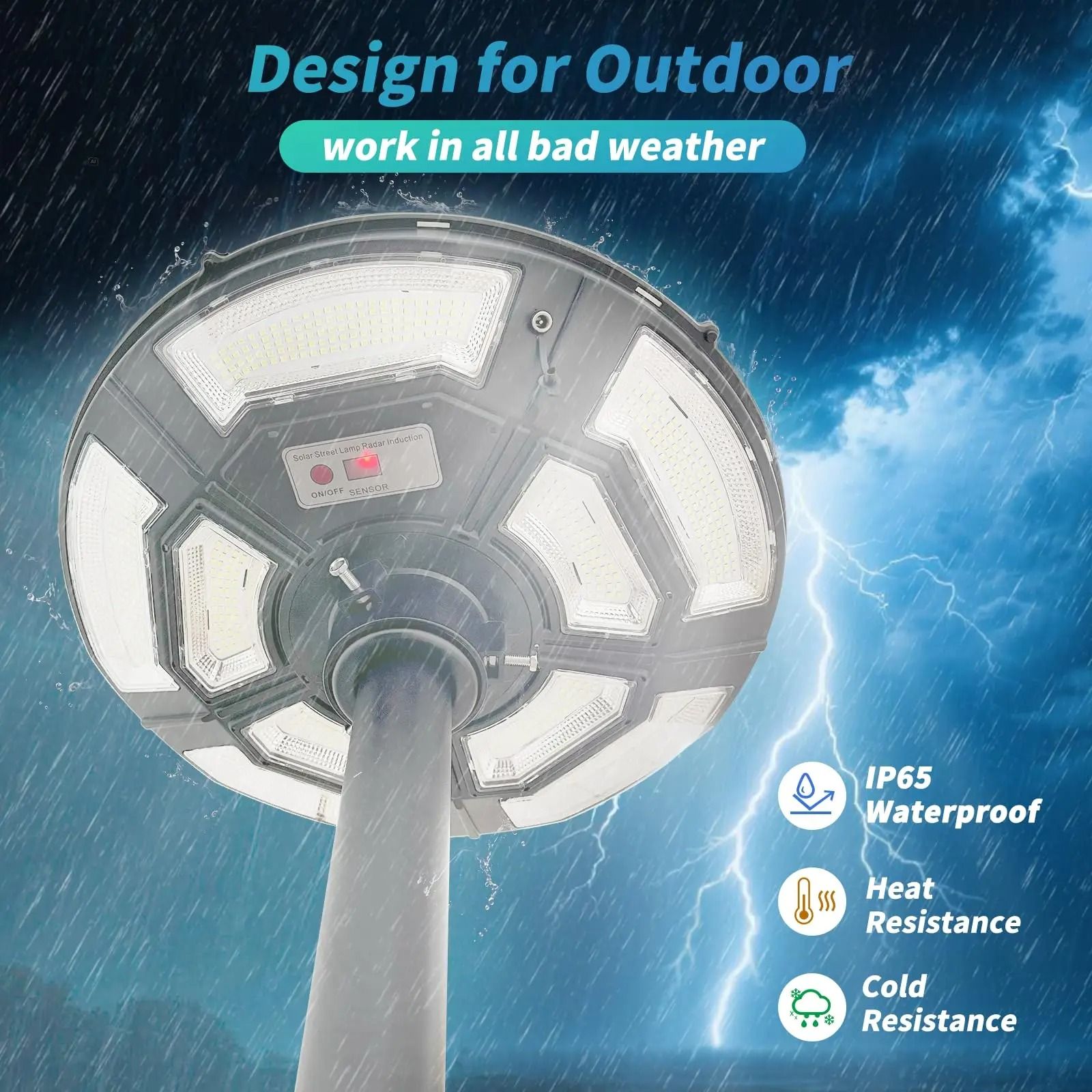 Solar Lamp Post Light With Tall Pole And Motion Sensor 5