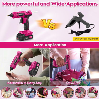 Cordless Hot Glue Gun Rechargeable, 20V Battery Powered Full Size Glue Gun, Quick 5 Min Preheat for DIY Crafts Repair