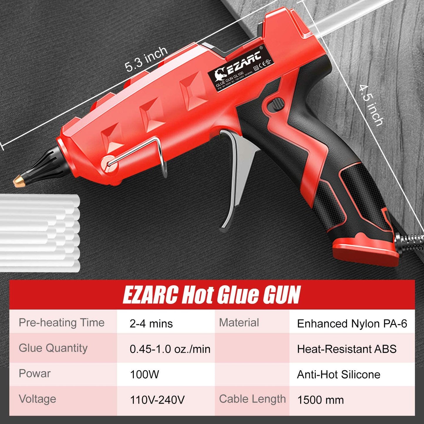Hot Melt Glue Gun with Glue Sticks, Industrial Heavy Duty Glue Gun DIY Household for Sealing Arts Crafts