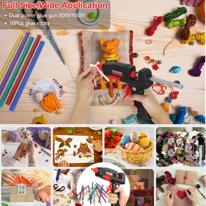 Hot Glue Gun Dual Power, Glue Sticks 11mm, Preheating Gluegun for Crafts, Wood, Electronics Repair