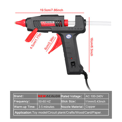 Hot Glue Gun Dual Power, Glue Sticks 11mm, Preheating Gluegun for Crafts, Wood, Electronics Repair