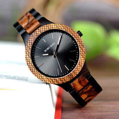 BOBO BIRD Wooden Watch Men Quartz Movement Bayan Kol Saati Luxury Mens Watches With Luminous Hands  3