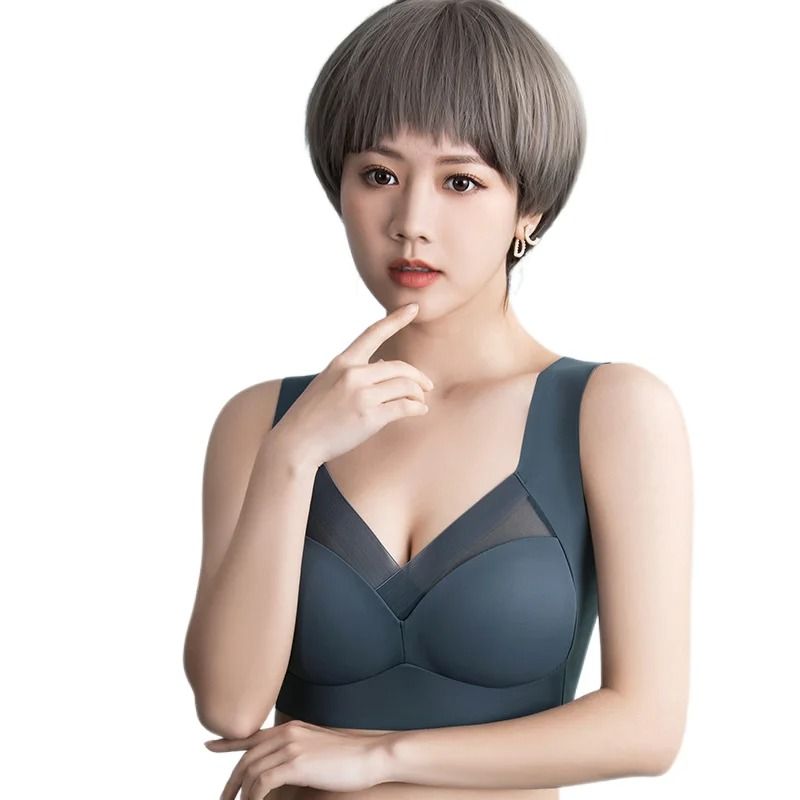 Breathable Push Up Sports Bra With Inner Support And Mesh Patchwork 1