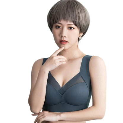 Breathable Push Up Sports Bra With Inner Support And Mesh Patchwork 1