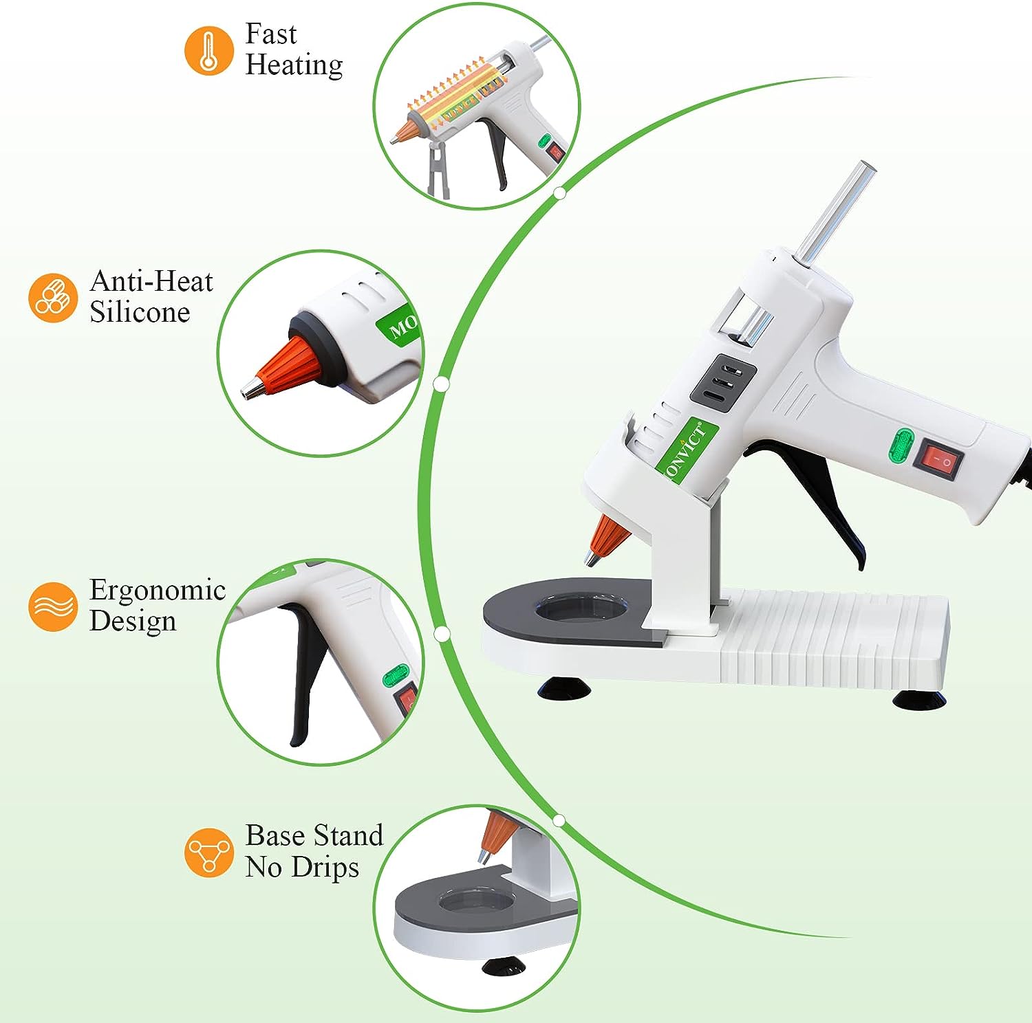 40W Hot Glue Gun Kit Fast Heating with Stand, Glue Sticks, Craft Glue Gun for DIY, School, Arts, Wood, Home Projects