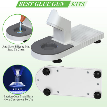 40W Hot Glue Gun Kit Fast Heating with Stand, Glue Sticks, Craft Glue Gun for DIY, School, Arts, Wood, Home Projects