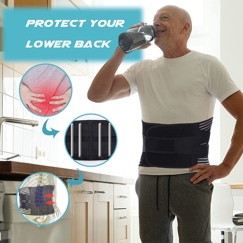 Double Pull Back Brace for Men & Women, Orthopedic Lumbar Support Belt with Spine Decompression for Back Pain Relief