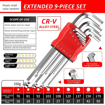Kimihide HighStrength Hex Wrench Set 9Piece LKey Allen Key Spanner Tool Set With HexHex Screwdriver 5