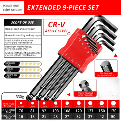 Kimihide HighStrength Hex Wrench Set 9Piece LKey Allen Key Spanner Tool Set With HexHex Screwdriver 6