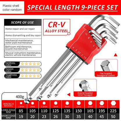 Kimihide HighStrength Hex Wrench Set 9Piece LKey Allen Key Spanner Tool Set With HexHex Screwdriver 7
