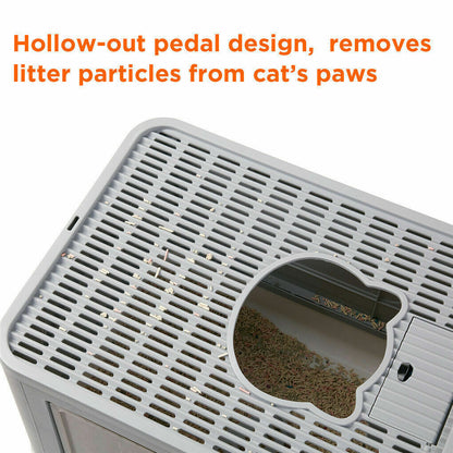 Foldable Cat Litter Box with Massager, Front Entry & Top Exit Enclosed Kitty Toilet Box with Scoop