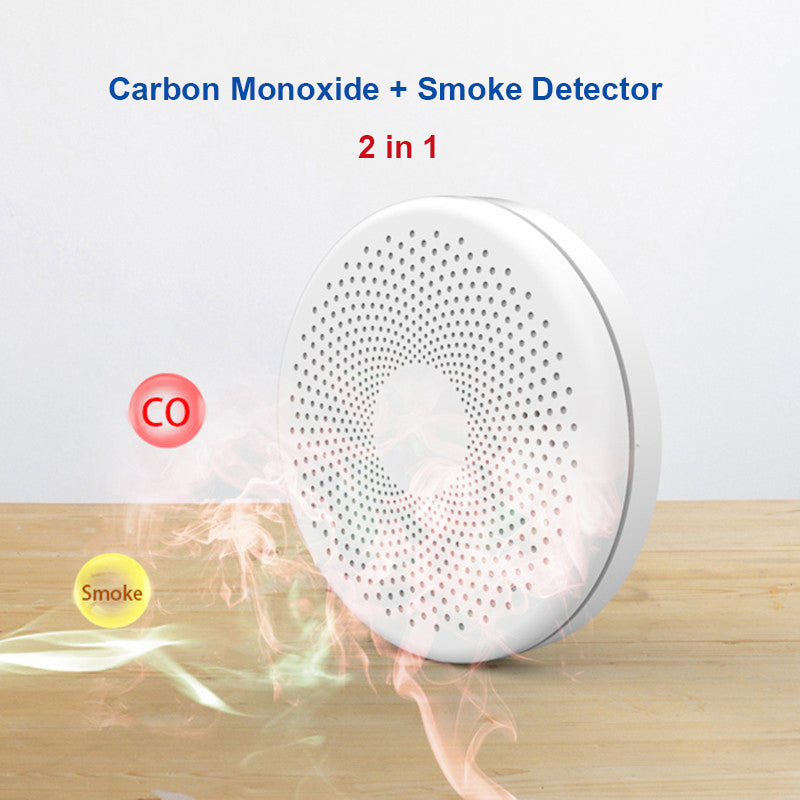 WiFi Tuya Smart Smoke and CO Detector 2 in 1 Version, Carbon Monoxide Alarm for Kitchen, Parlor, Shop Fire Safety Sensor