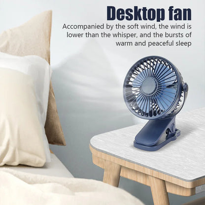 Portable Creative Mini Clip Fan Silent USB Rechargeable Desktop Fan With Strong Wind Speed Settings 4