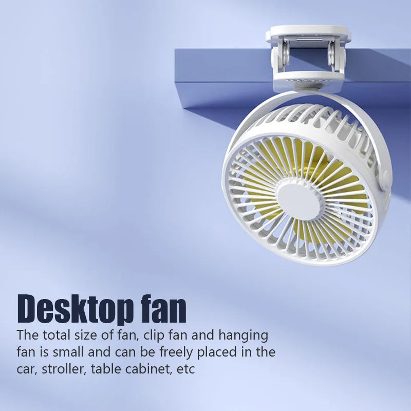 Portable Creative Mini Clip Fan Silent USB Rechargeable Desktop Fan With Strong Wind Speed Settings 5