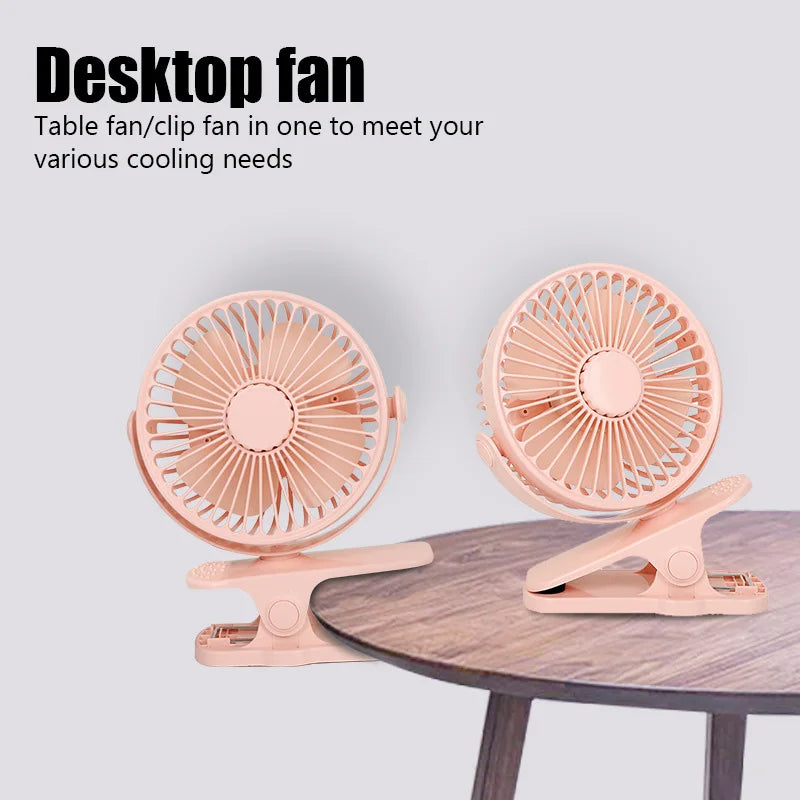 Portable Creative Mini Clip Fan Silent USB Rechargeable Desktop Fan With Strong Wind Speed Settings 6