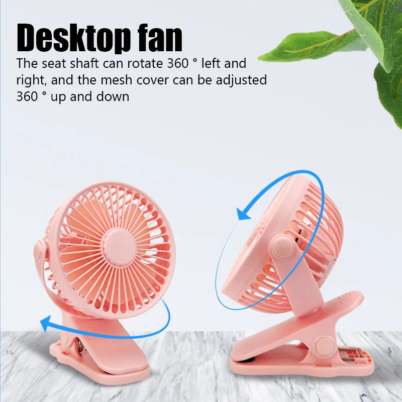 Portable Creative Mini Clip Fan Silent USB Rechargeable Desktop Fan With Strong Wind Speed Settings 2