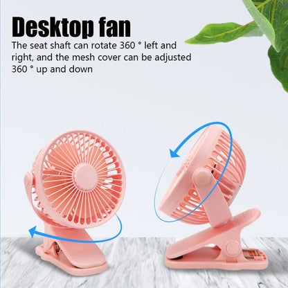 Portable Creative Mini Clip Fan Silent USB Rechargeable Desktop Fan With Strong Wind Speed Settings 2