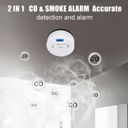 CO and Smoke Alarm Carbon Monoxide Smoke Detector, Combination CO Alarm Fire Alarm for Home Bedroom Kitchen