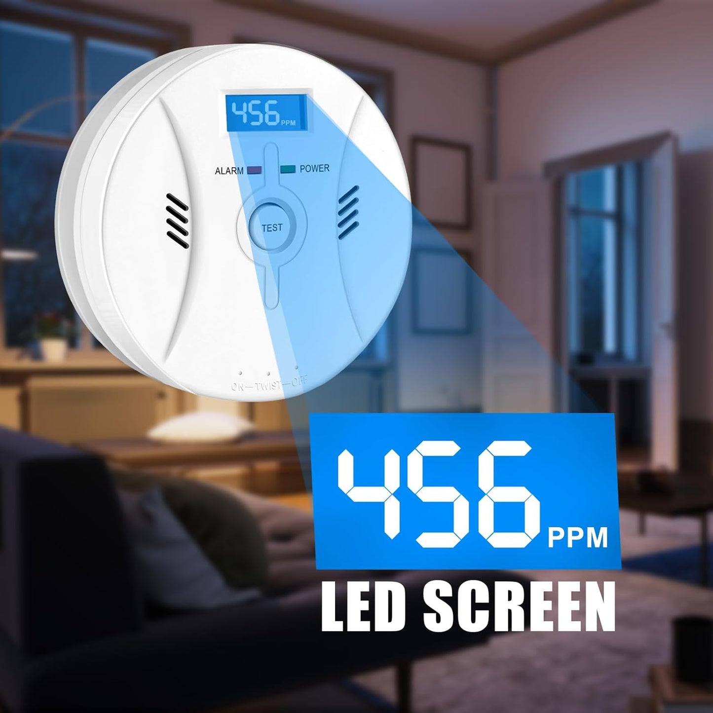 CO and Smoke Alarm Carbon Monoxide Smoke Detector, Combination CO Alarm Fire Alarm for Home Bedroom Kitchen