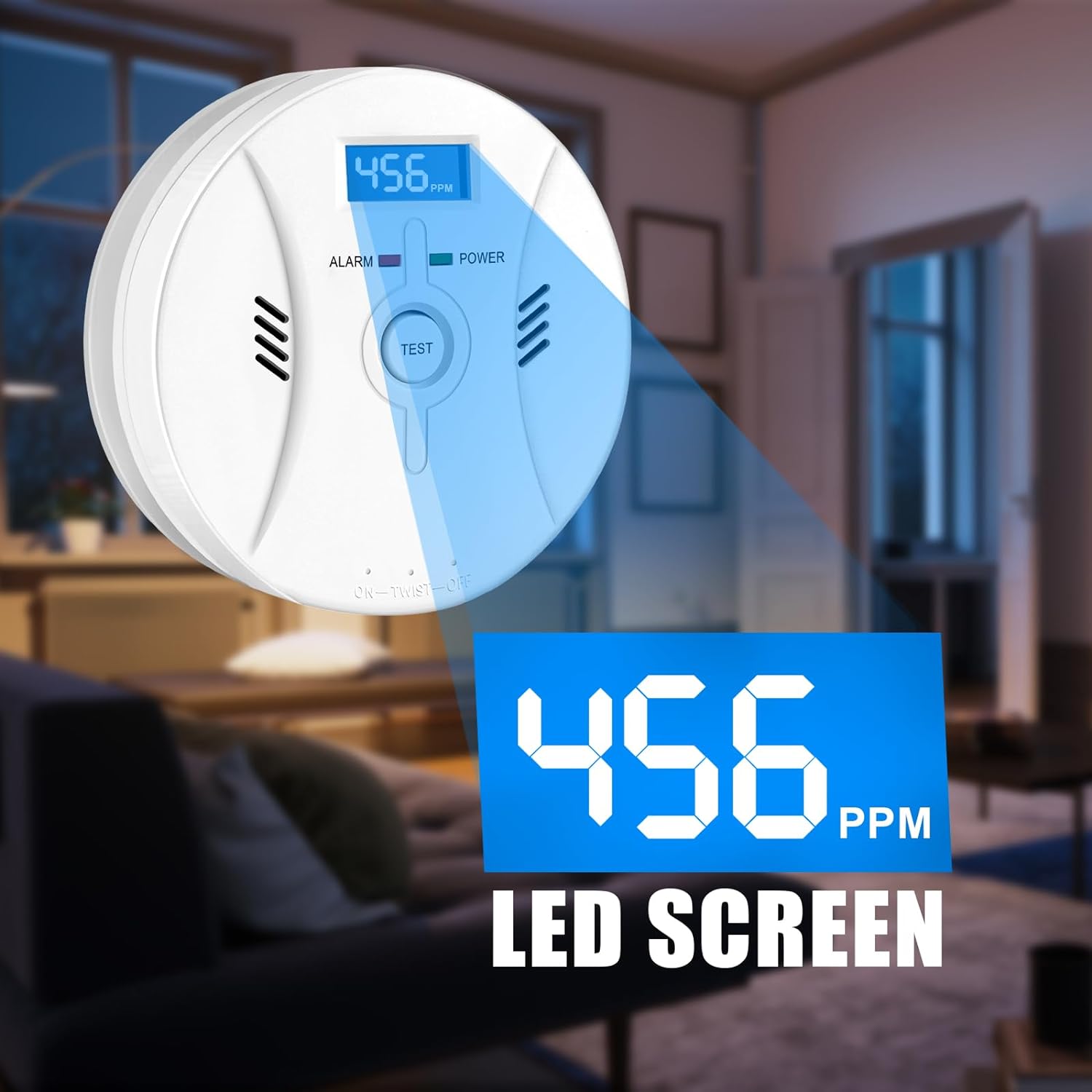 CO and Smoke Alarm Carbon Monoxide Smoke Detector, Combination CO Alarm Fire Alarm for Home Bedroom Kitchen