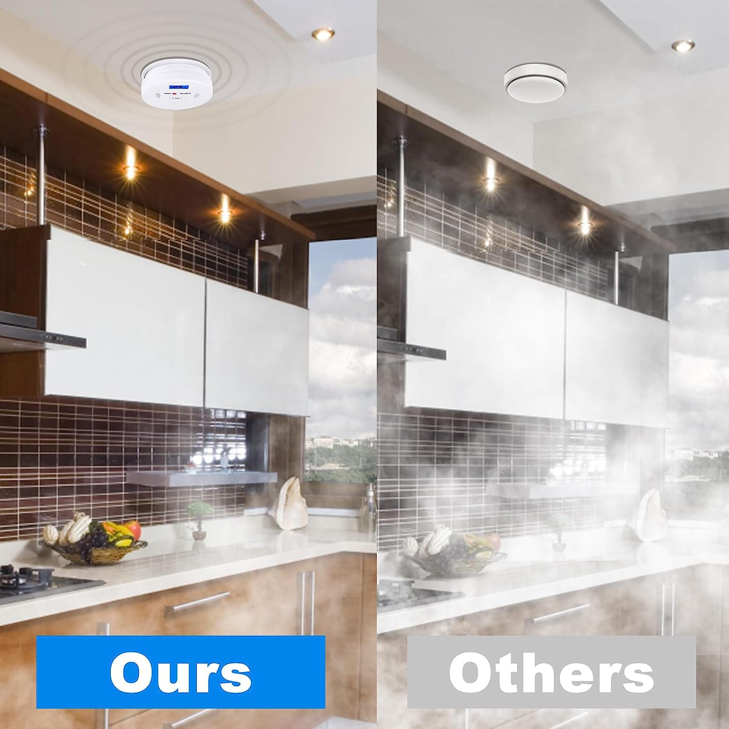 CO and Smoke Alarm Carbon Monoxide Smoke Detector, Combination CO Alarm Fire Alarm for Home Bedroom Kitchen
