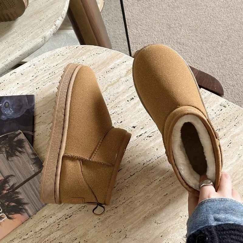 Womens Winter Ultra Mini Platform Fur Lined Ankle Boots