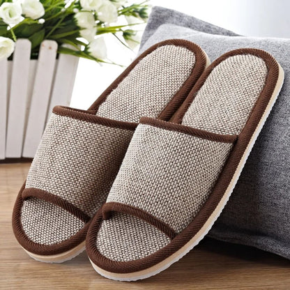 Linen Indoor Slippers For Women And Men With Anti Slip Comfort Design 1
