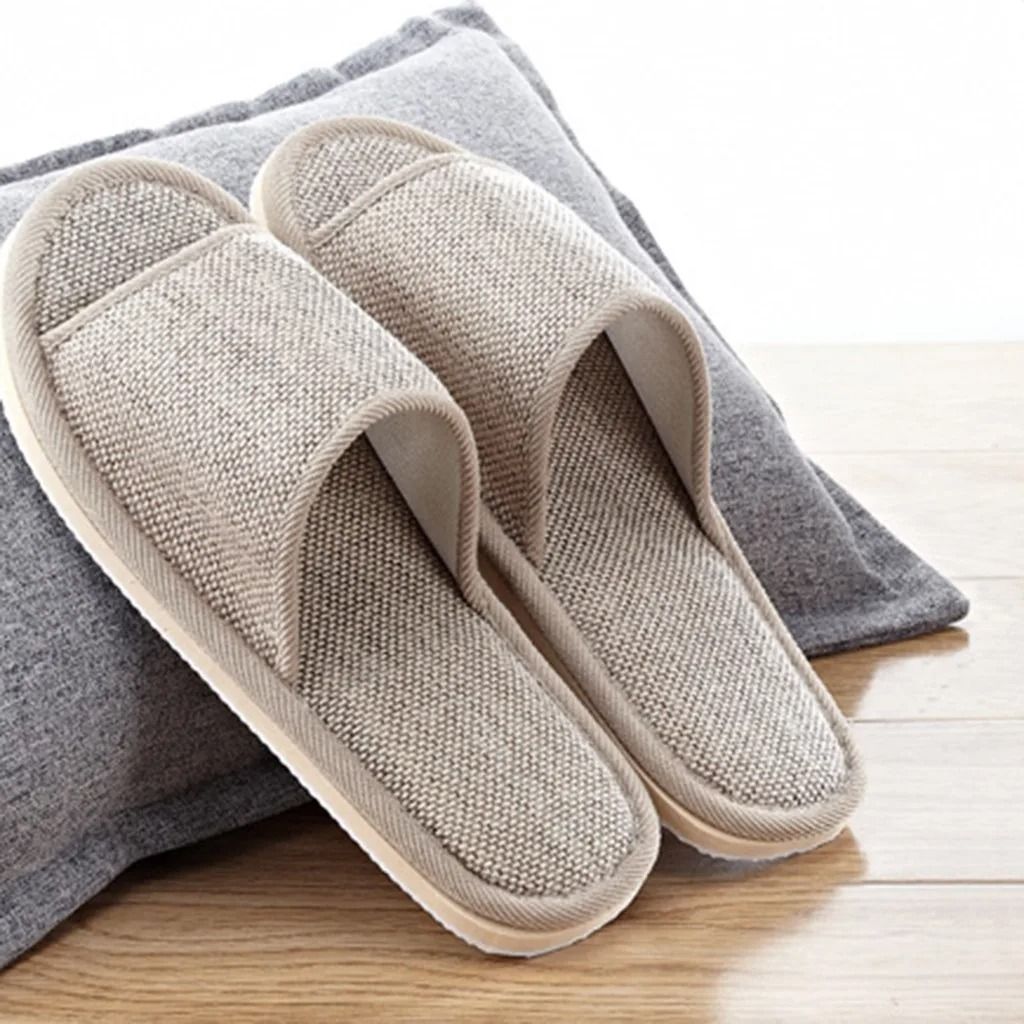 Linen Indoor Slippers For Women And Men With Anti Slip Comfort Design 2