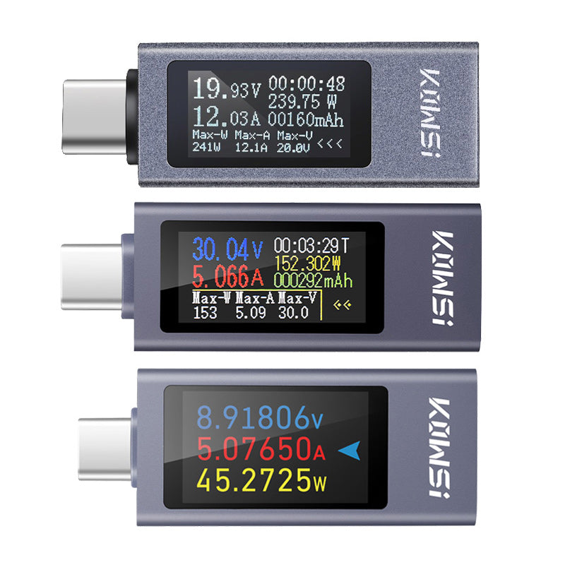 DC Power Meter Tester with Digital Display, Monitor Voltage, Current, Power & Capacity for 4-30V 12A Type-C Charging