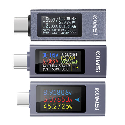 DC Power Meter Tester with Digital Display, Monitor Voltage, Current, Power & Capacity for 4-30V 12A Type-C Charging